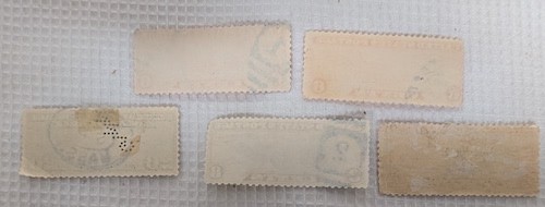 ‘USA 4″ SET OF 5 Vintage 1st AIR MAIL Postage stamps Odd shape FINE 5,6,8,20 ct