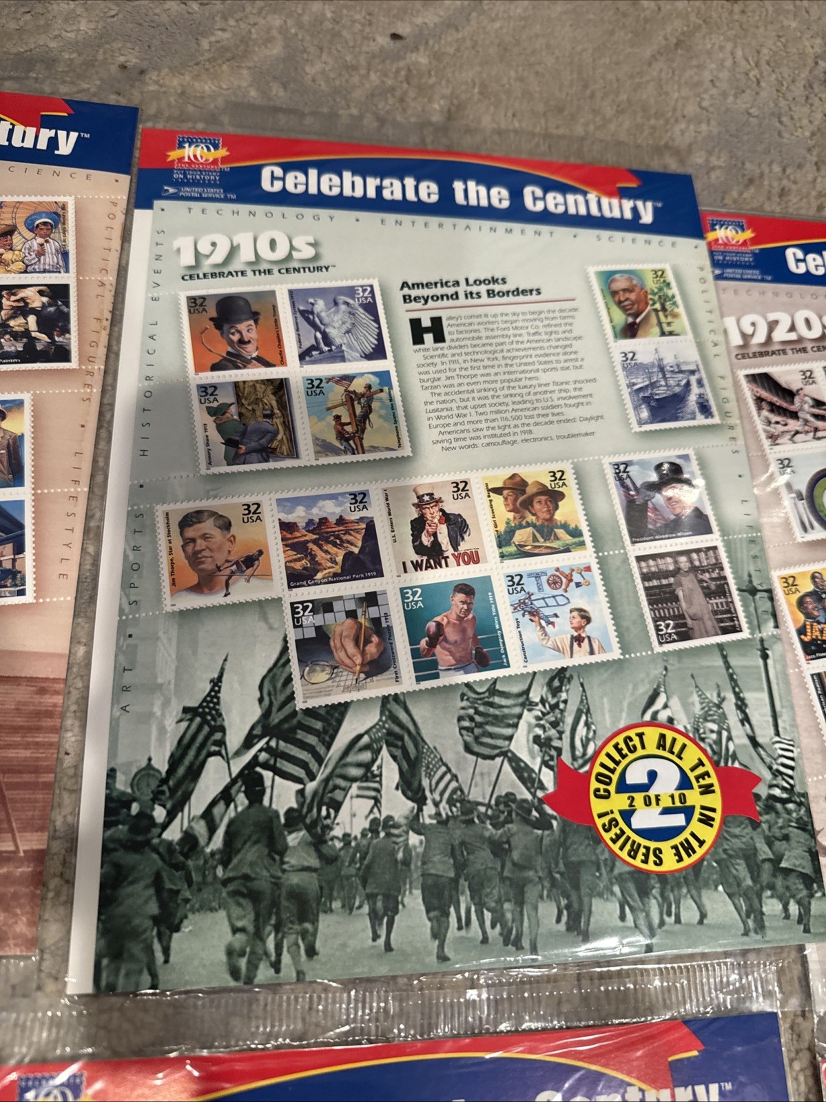CELEBRATE THE CENTURY 1900 To 1950s . Total 6 Sheet USPS Stamps All Sealed