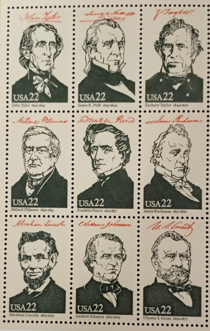 USA S/S + Cover — 1986 Complete Set Presidents of the US Ameripex ’86 #2216-2219