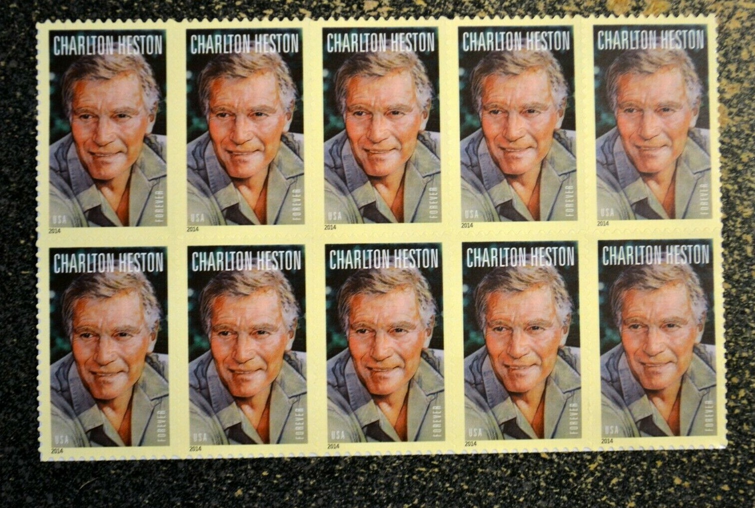 2014USA #4892 Forever Charlton Heston – Block of 10 Mint Stamps