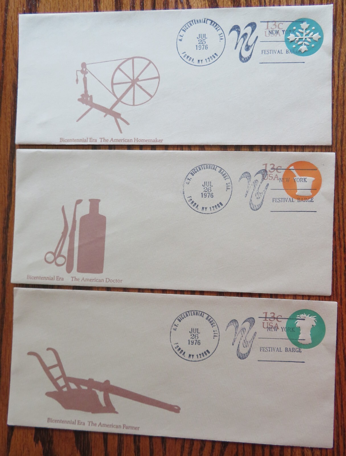 VTG prepaid ENVELOPE 1976 STAMPED BICENTENNIAL AMERICAN HOMEMAKER, FARMER,Doctor