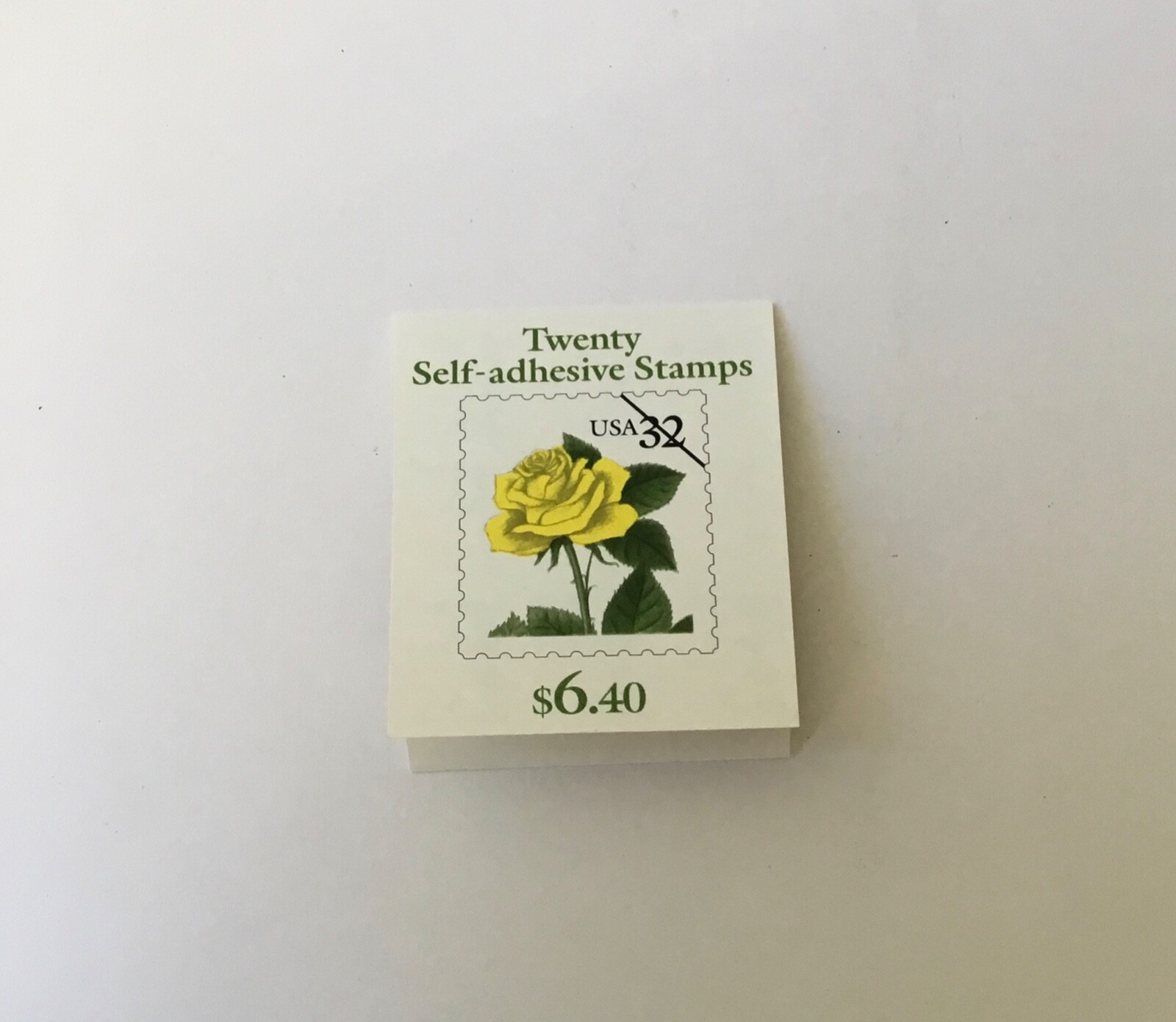 book of twenty 1996 32 cent US yellow rose self adhesive stamps Scott 3049
