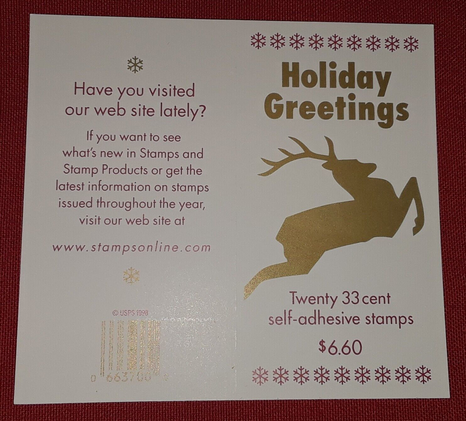 Combo 1 each Pane & Booklet x 20 = 40 Of REINDEER 33¢ US Stamps. USA # 3356-3363