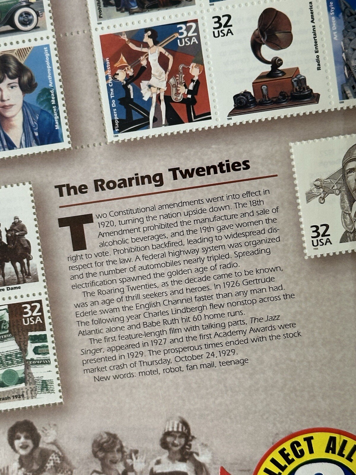 Celebrate The Century 1920s US Postage Stamps 15 Stamp Collection