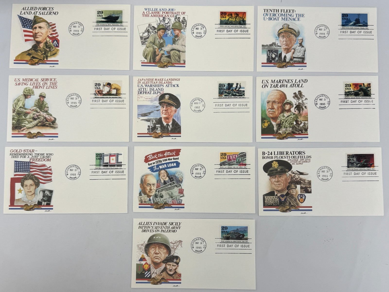 10 Fleetwood First Day Covers World War II Commemorative Series WWII Allied