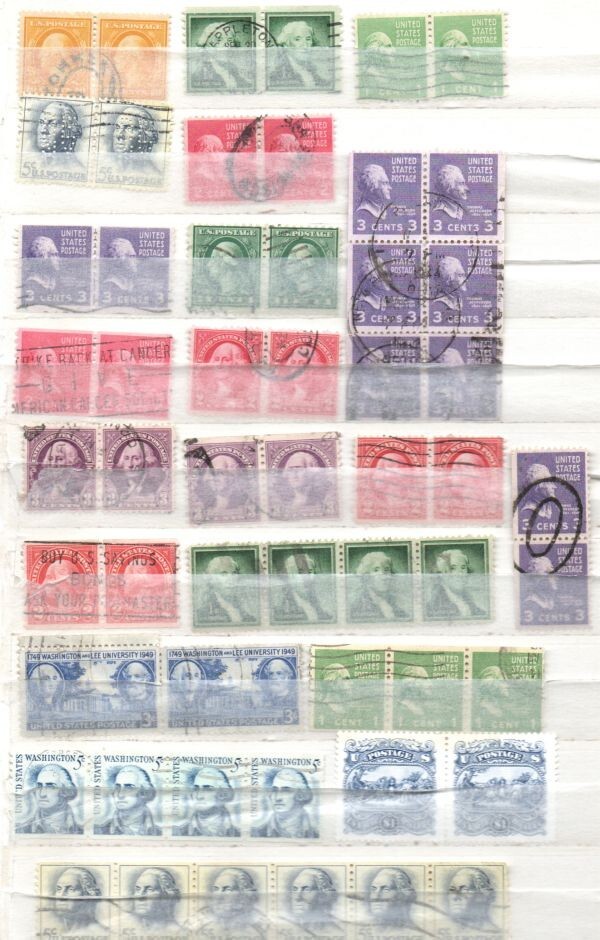 G Washington: 55 Se tenant Cancelled US Postage sTamps (14-463)