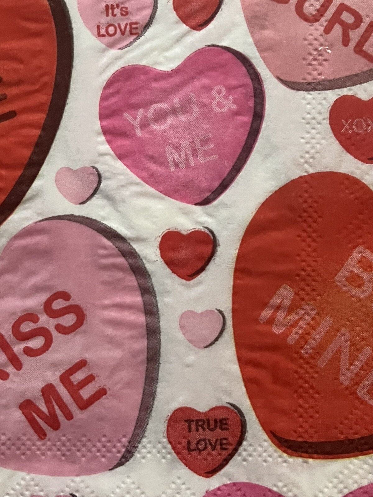 TWO Individual Paper Lunch Decoupage Napkins – VALENTINE Red Hearts/love/Be Mine