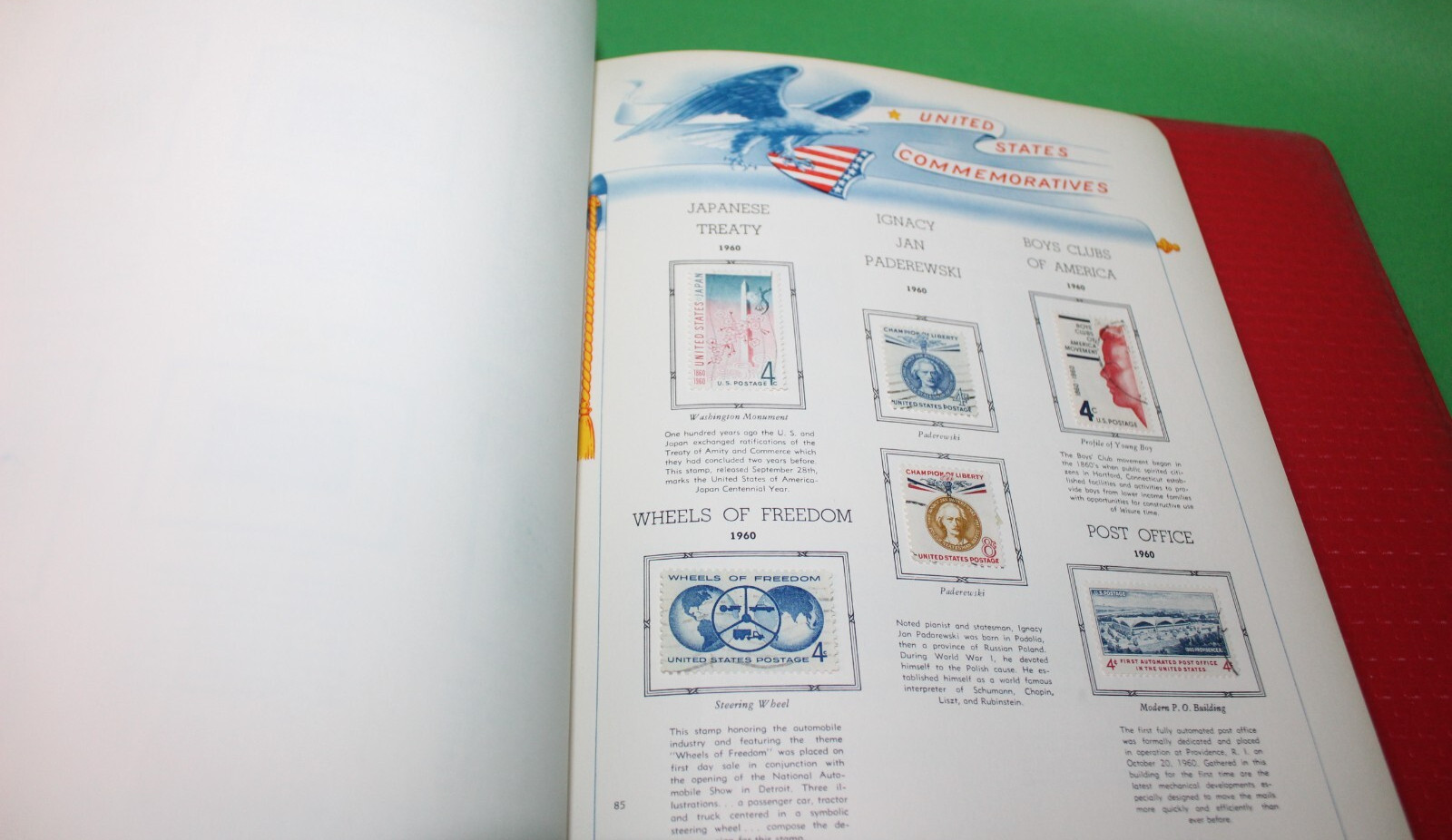 White Ace Historical Album Commemorative Stamps 1961 The Washington Press 60+ Pg