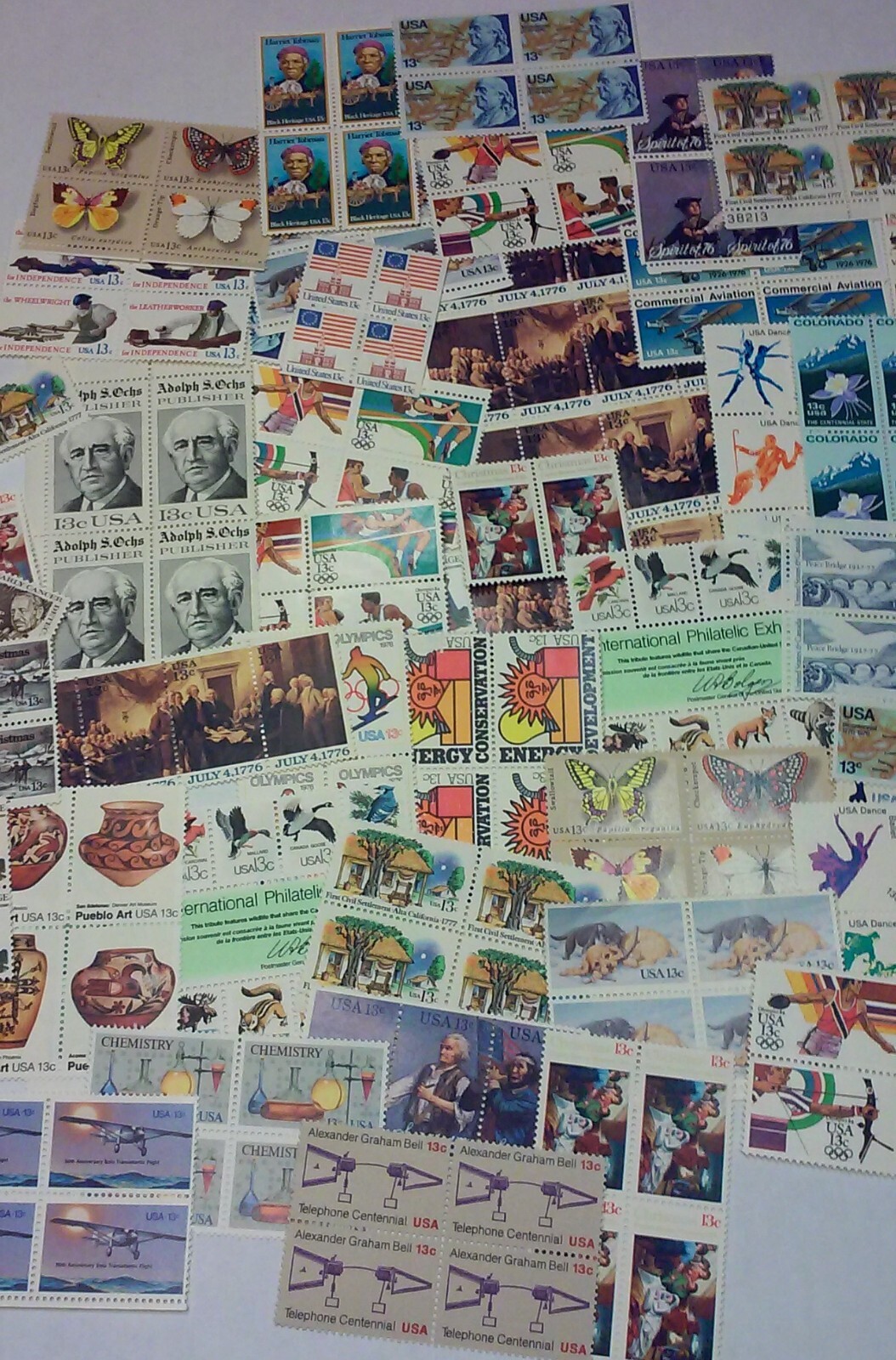 Usable 100 Assorted Mixed Multiples & Singles of 13¢ US Postage Stamps FV $13.00