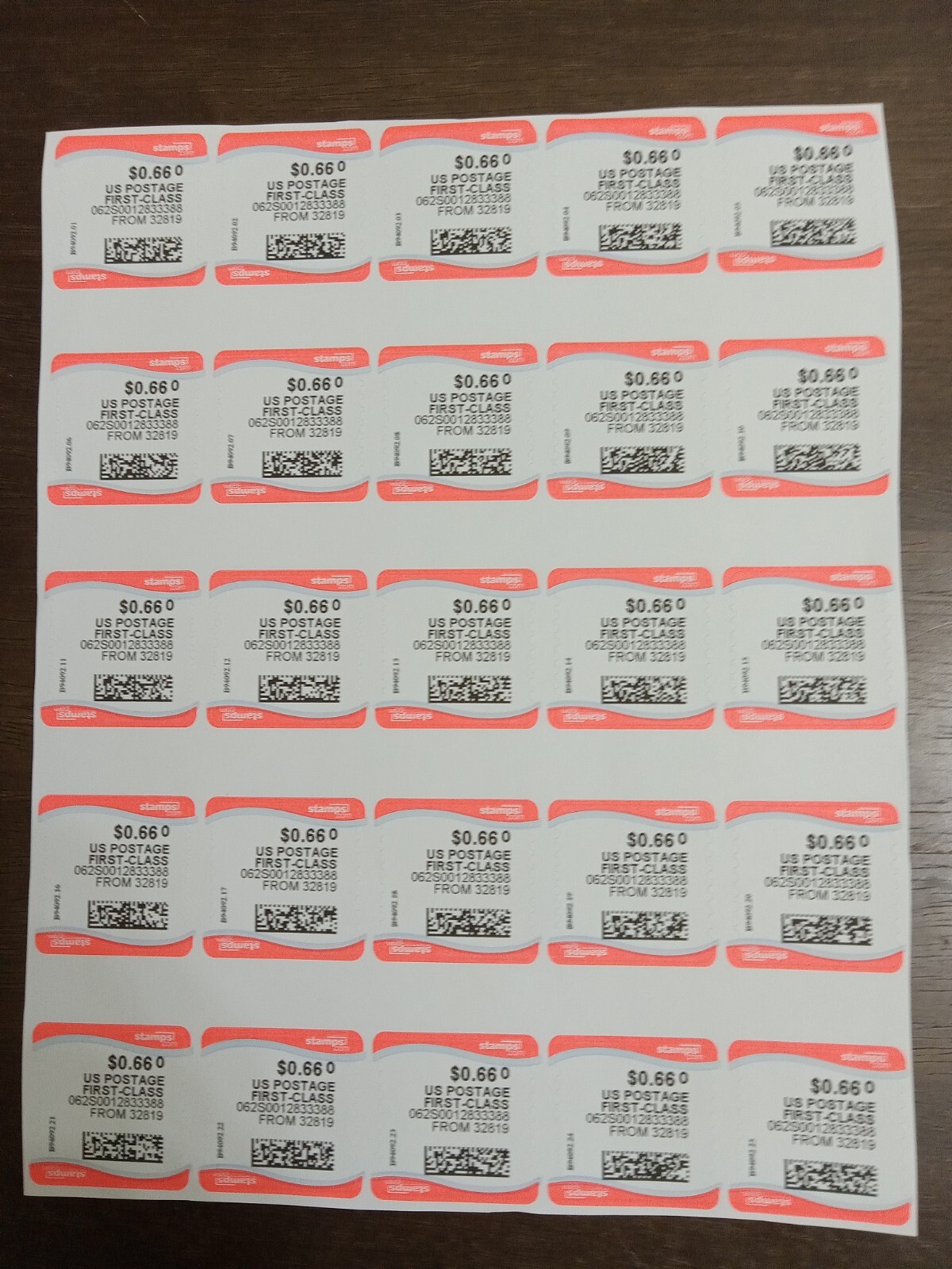 Computer Vended Stamps $0.66 Cents Face Value. Fast Shipping. Good Price