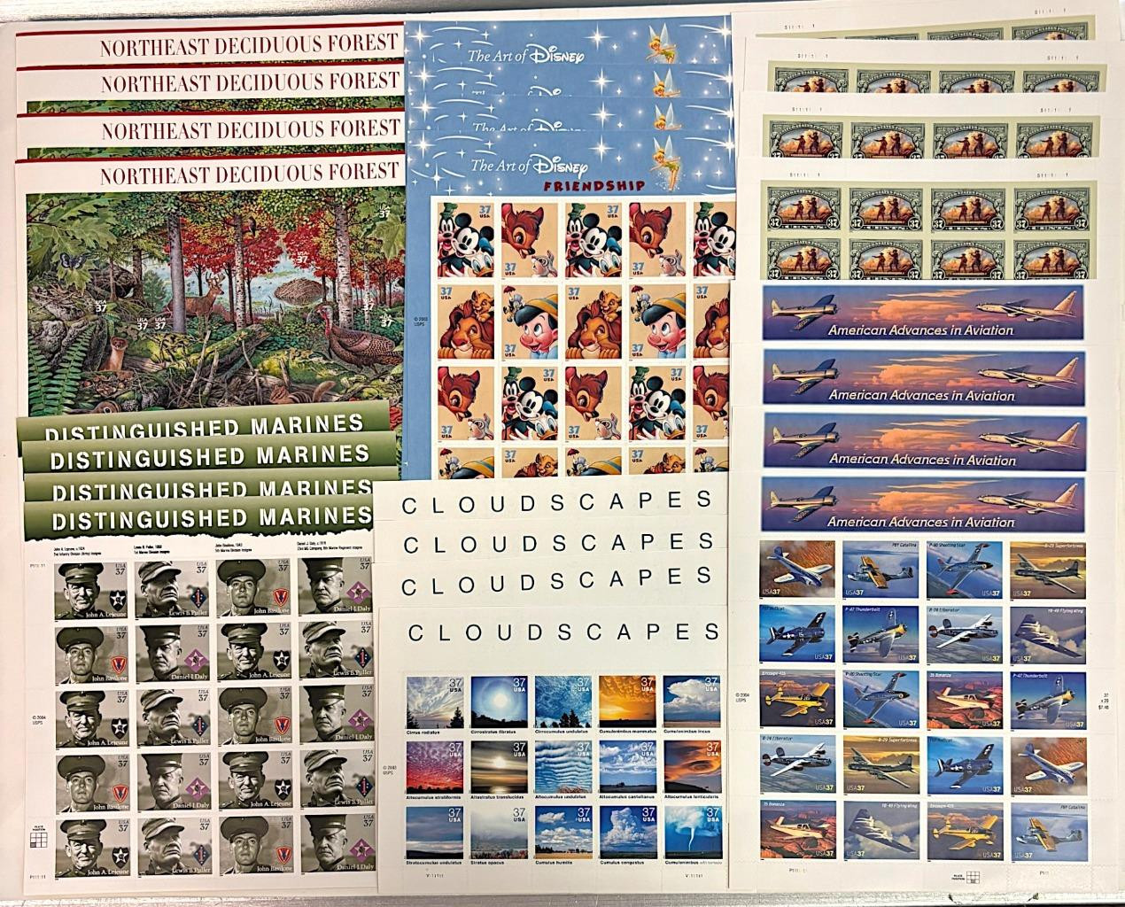 37-Cent U.S. Stamp Postage Sheet Group/Collection Lot – $639 Face Value Mint NH