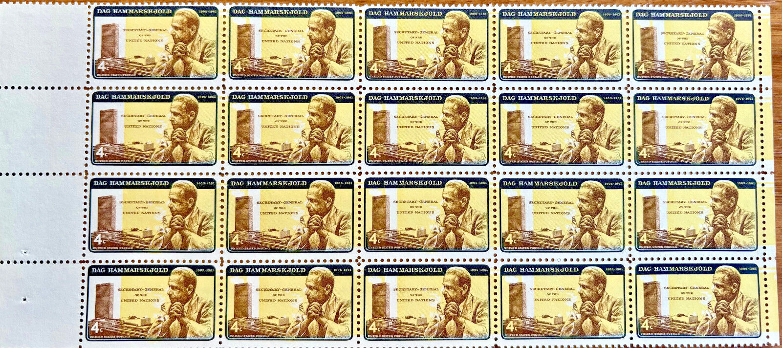 SCOTT #1203 BLOCK OF 20 DAG HAMMARSKJOLD STAMPS 4 CENT MNH