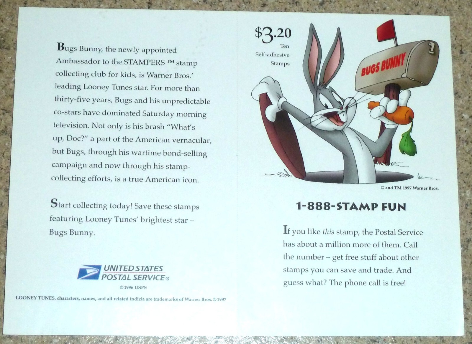 USPS 1998 Card of 10 “Sylvester & Tweety” 32¢ Stamps USA Scott 3204 MNH