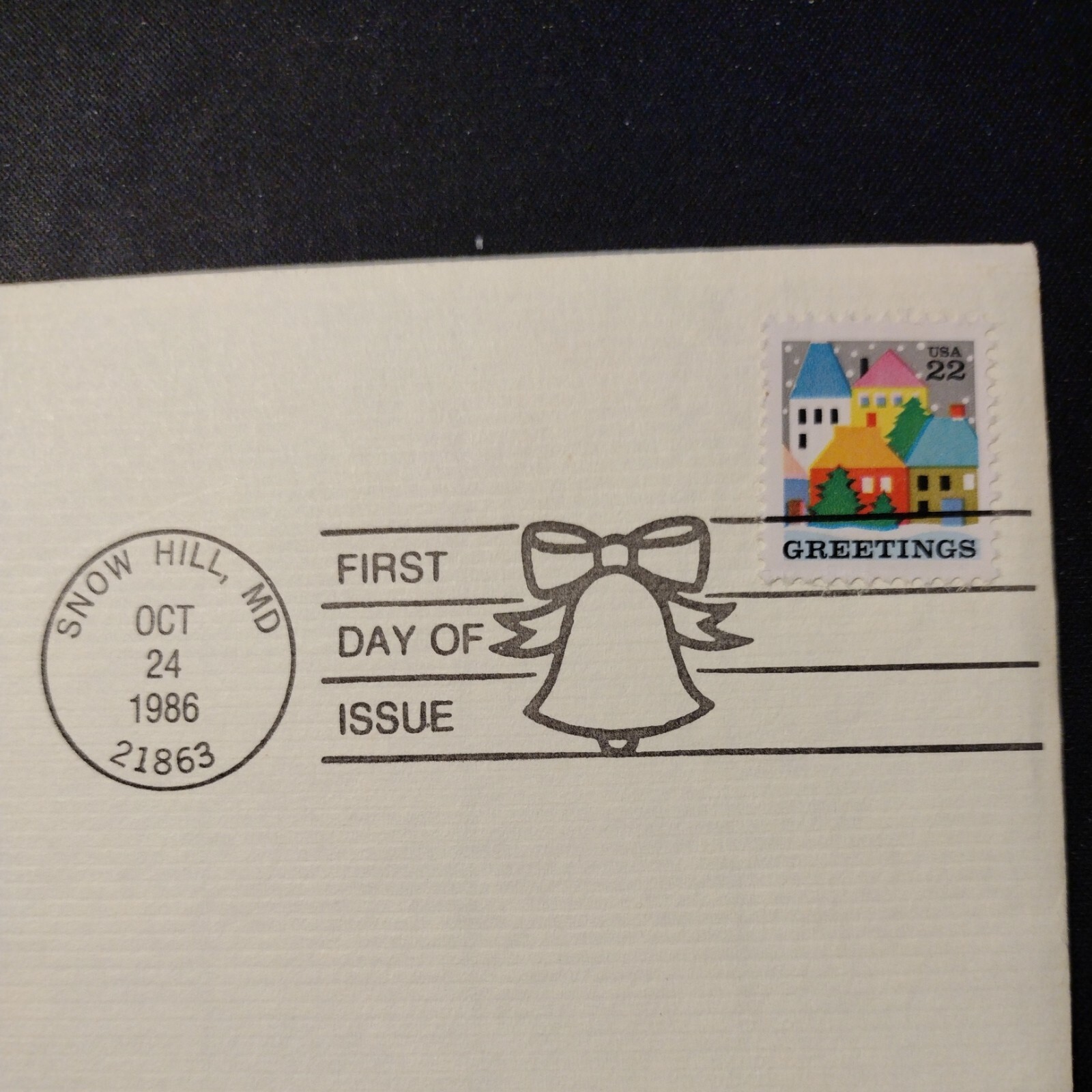 Greetings 1986 FIRST DAY ISSUE 22 CENT STAMP GOLD Traditions of Christmas MD
