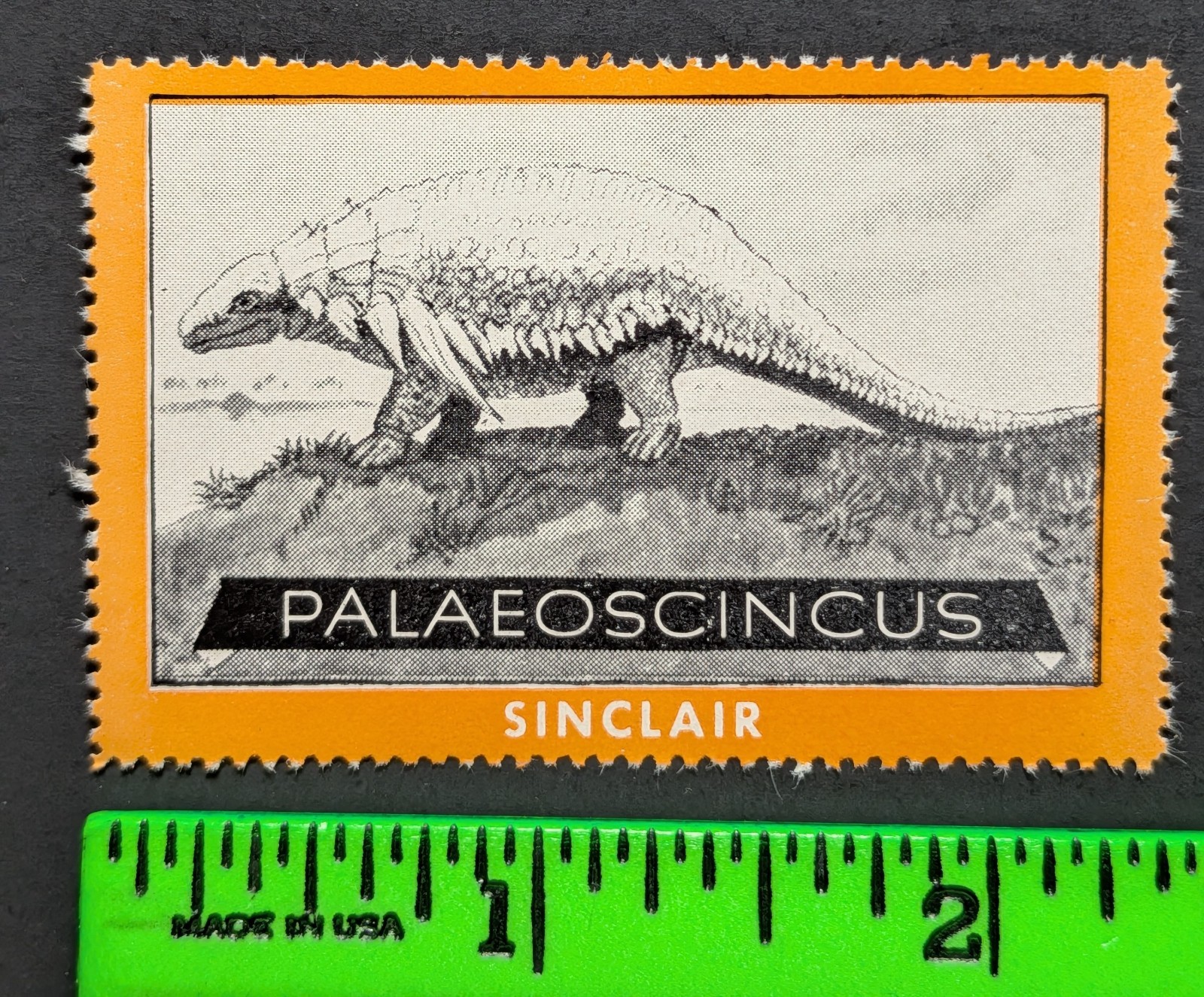 Vintage 1935 Sinclair Oil Dinosaur Palaeoscincus Poster Stamp