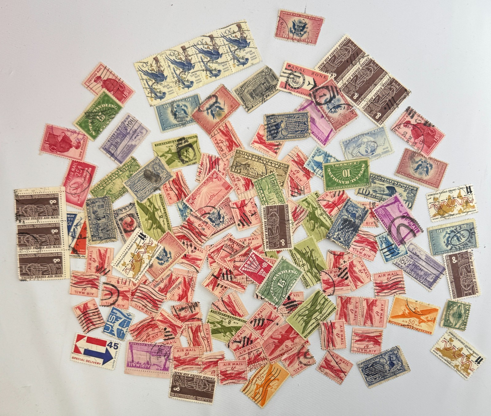 Large Vintage US Air Mail and Transportation Stamp Lot 100+ Used Scott C-Series