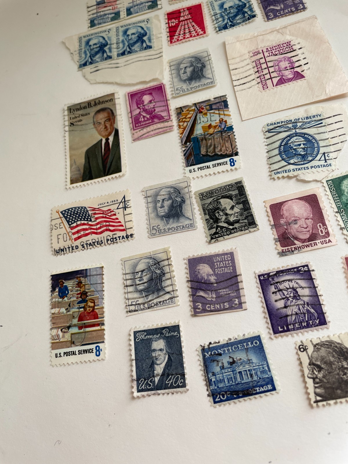USED Cancelled USA Postage Stamps mixed historical Lot for crafting JULY 4