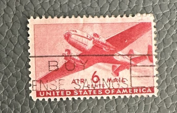 1940’s Red 6 Cent Twin Engine U.S. Air-Mail Stamp