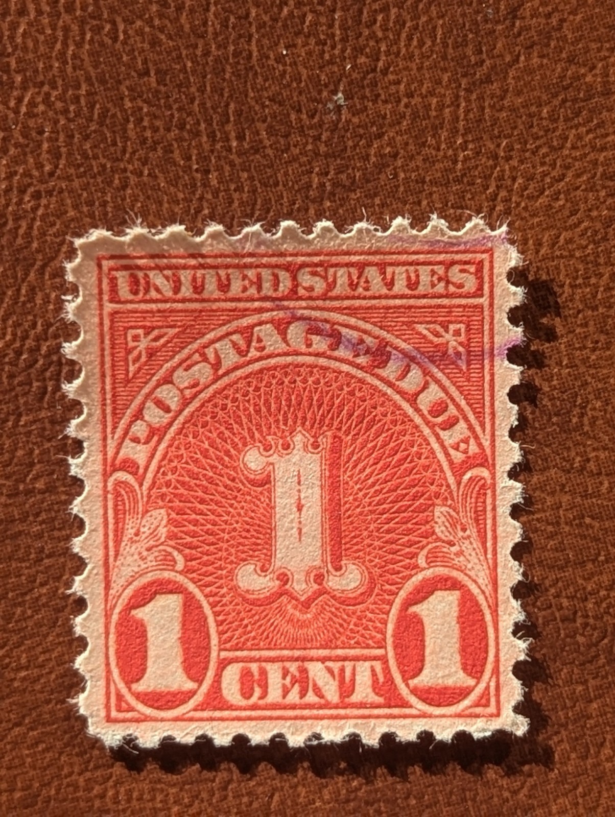 USA 1930’s Used Postage Due 1 Cent Stamp, Red. 24A
