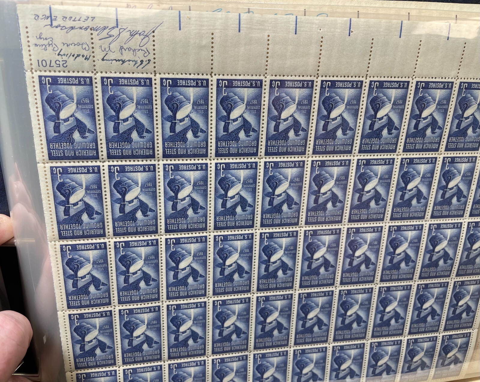 17 – SHEETS US POSTAGE STAMPS ALL SIGNED MULTIPLE DESIGNERS SIGNATURES .03 CENT
