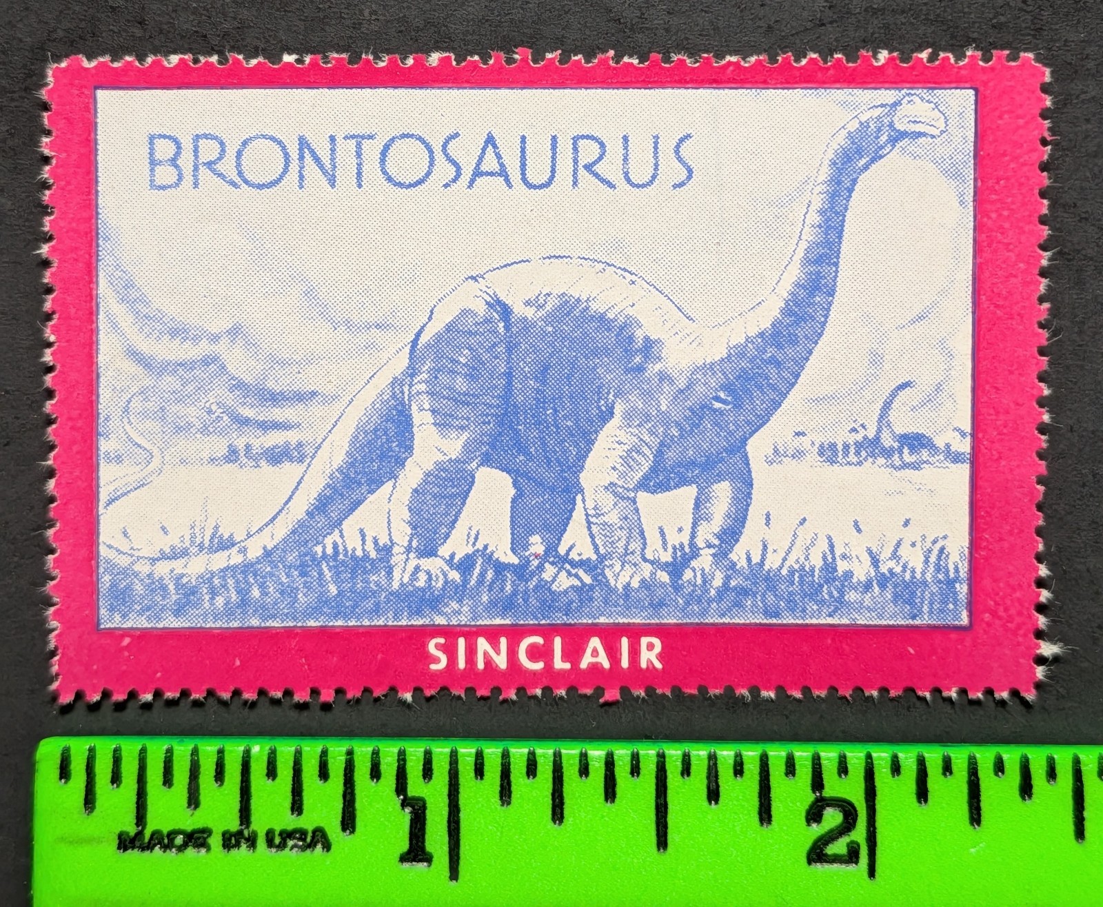 Vintage 1935 Sinclair Oil Dinosaur Brontosaurus Poster Stamp