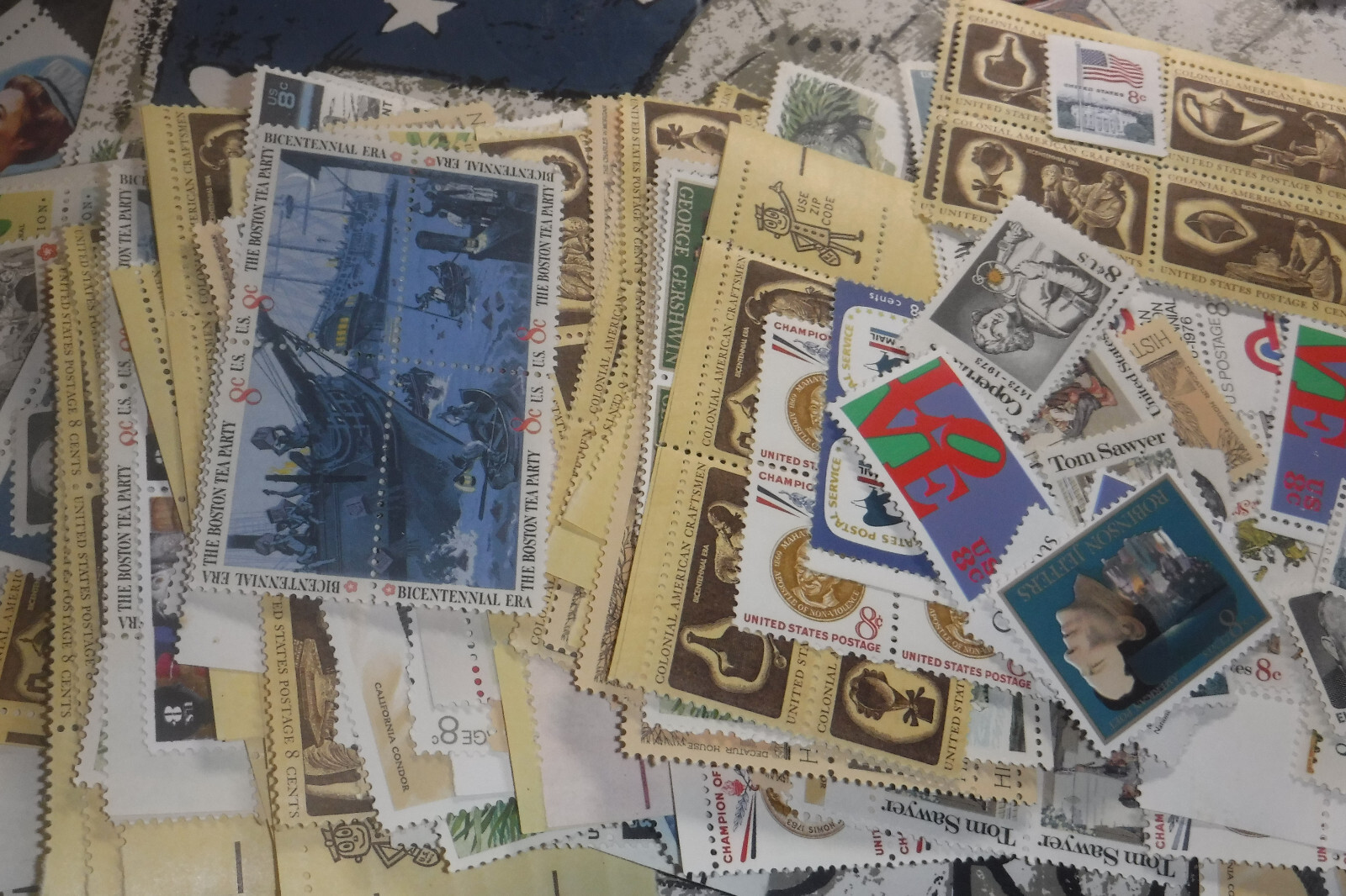 Lot of Unused 8 Cent Stamps, 50 Vintage Eight Cent U.S. Postage Stamps