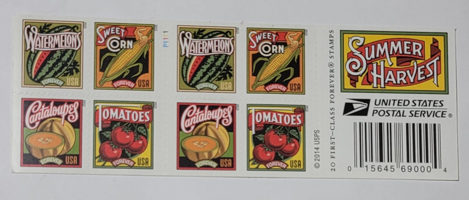 Mint US Summer Harvest Booklet Pane of 20 Forever Stamps Scott# 5004-5007b (MNH)