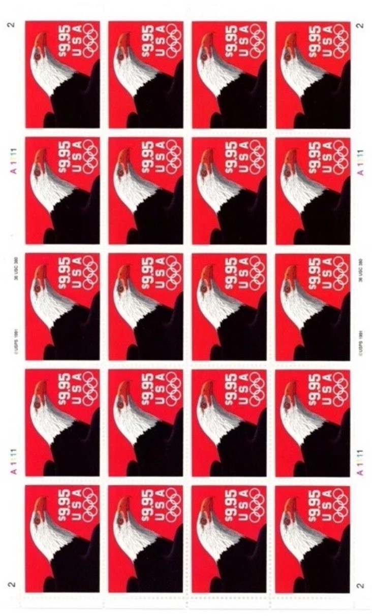 Scarce US Scott #2541 Eagle Stamp Sheet Olympic Games-Prey Bird $9.95 Sheet MNH