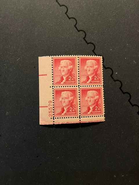 Scott #1033. 2c Jefferson plate block of 4. MNH. free shipping