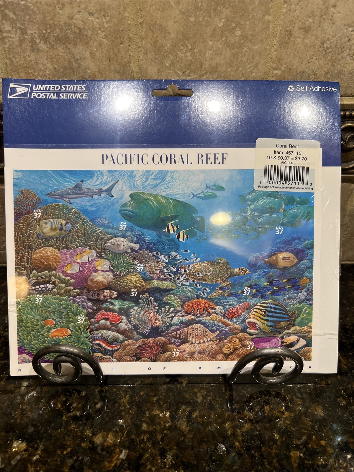 US POSTAGE STAMPS CELLOPHANE SHEET OF 10 “PACIFIC CORAL REEF” .37 CENT