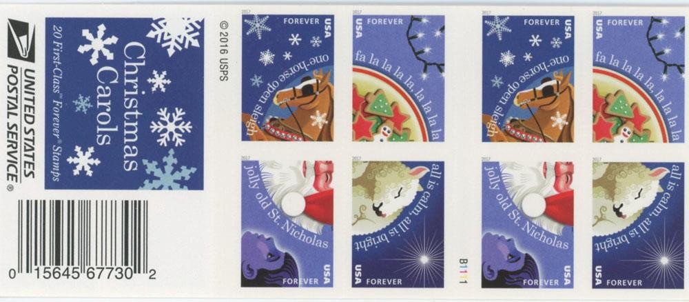 US SCOTT 5247 – 5250 BOOKLET OF 20 CHRISTMAS CAROLS FOREVER STAMPS MNH