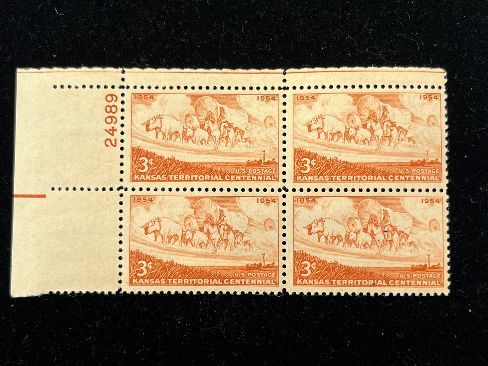 U.S. POSTAGE STAMP PLATE BLOCK 3 CENT ORANGE CALIFORNIA STATEHOOD