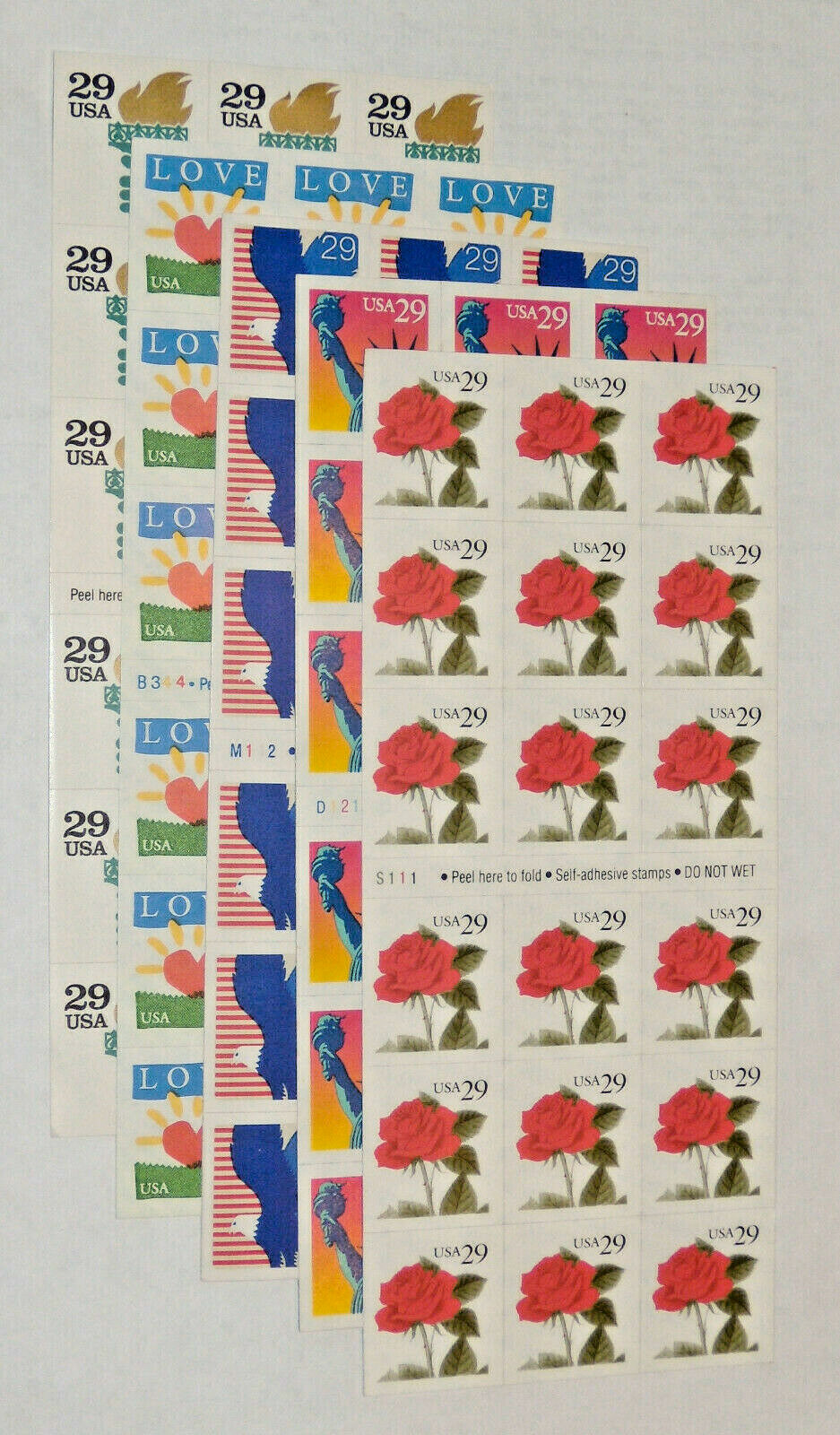 Five Booklets x 18 = 90 of Different Assorted Mixed Designs of 29¢ US Stamps USA