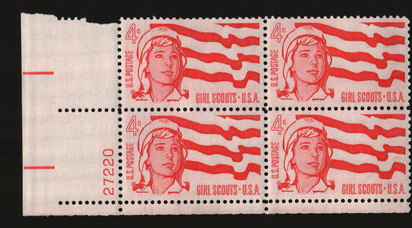 1962 4c Girl Scouts Plate Block of 4 Scott #1199 ST001