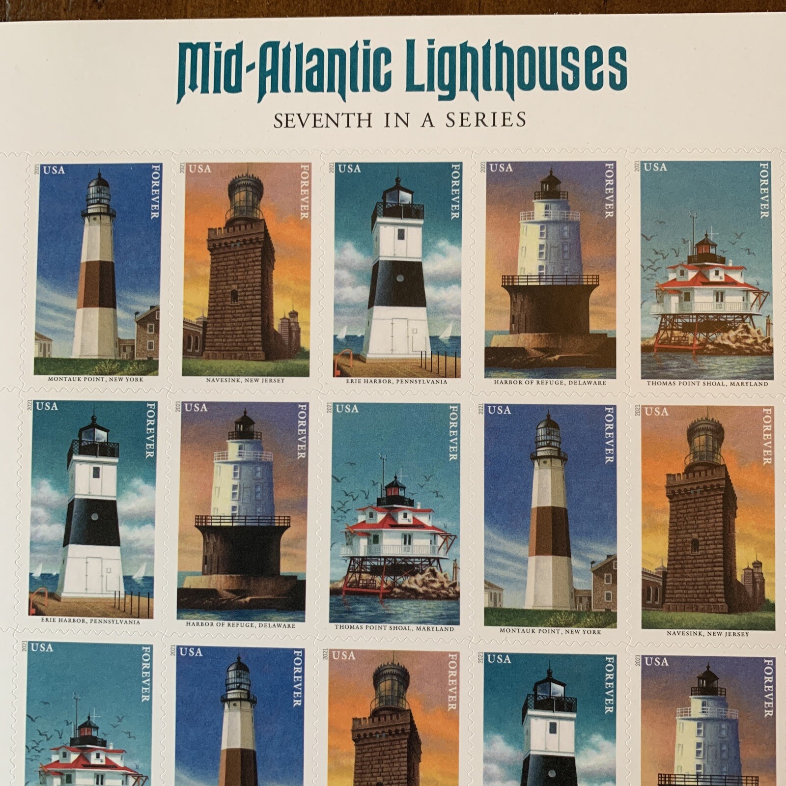 USPS Mid Atlantic Lighthouses Stamps #5621-25 Sheet of 20 New