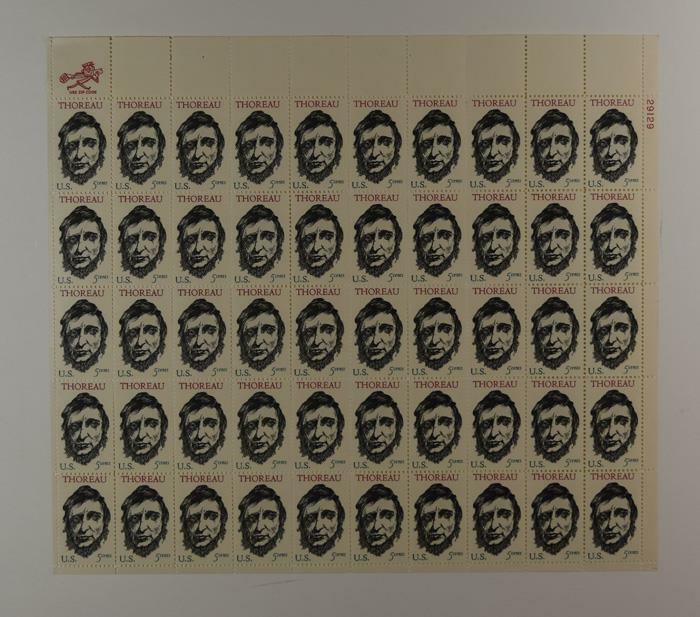 US SCOTT 1327 PANE OF 50 THOREAU STAMPS 5 CENT FACE MNH