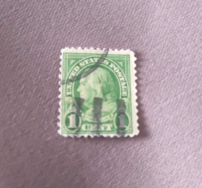Authentic Rare 1 Cent Benjamin Franklin Stamp Used
