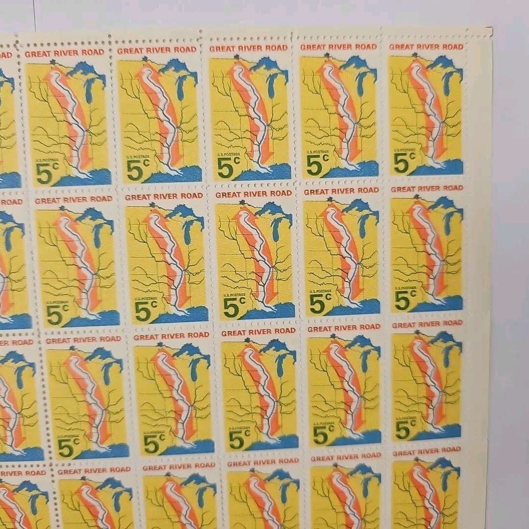 Stamp US Postage 5c 5 Cent Sheet OF 50 Stamps Great River Road 1966