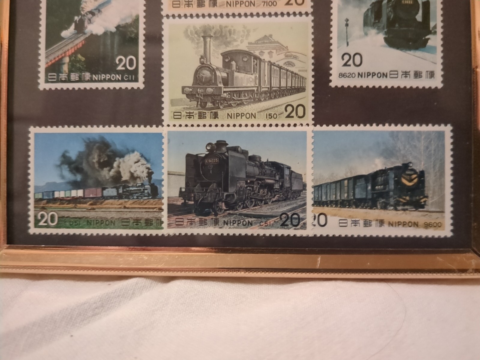 VINTAGE Assorted Frames Nippon Train Stamps
