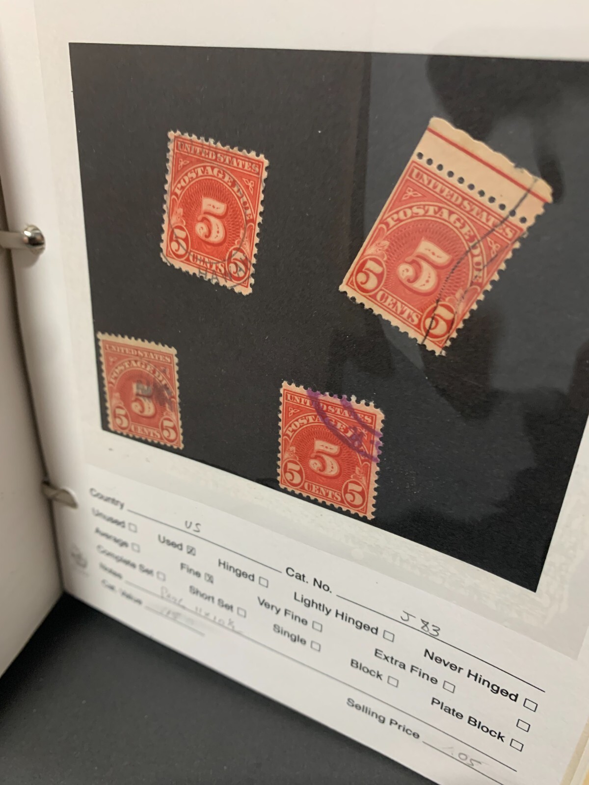 Scott J83 1931 US Stamp 5c Cent Postage Due Used (4 pcs)