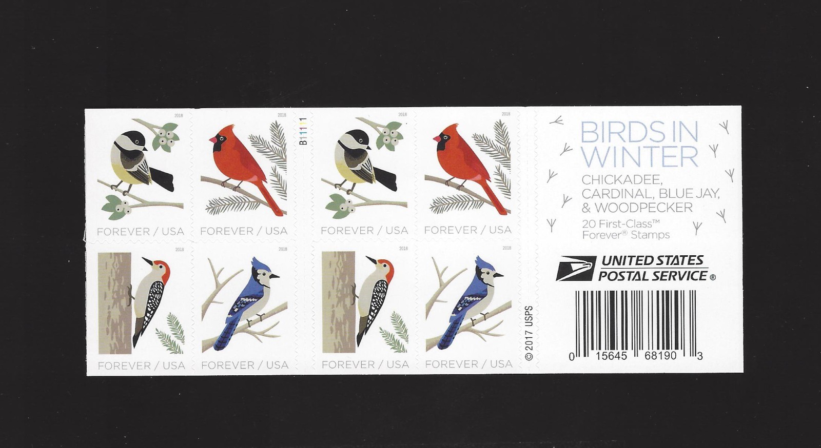5317 – 5320 Birds in Winter Pane of 20 at Face Value