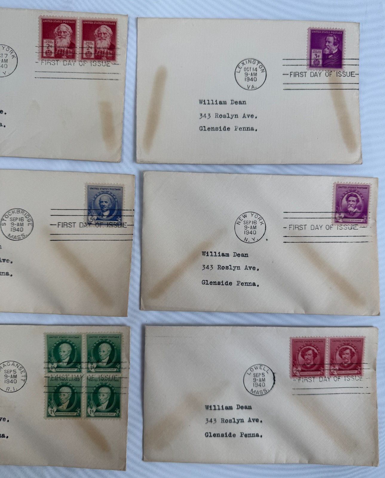 9 Vintage 1940 US First Day Covers FDC Famous Americans Series Educator