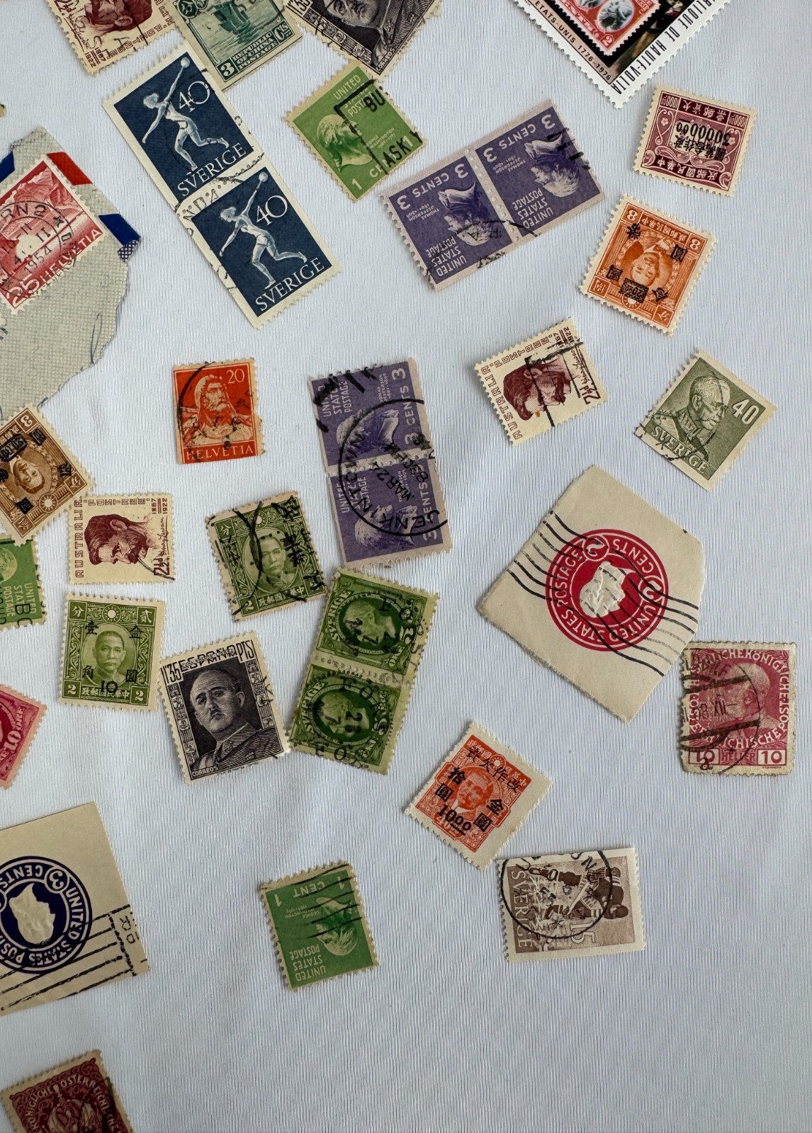 Worldwide Vintage Stamp Collection Lot 90+ Used Mint Stamps USA China Sweden