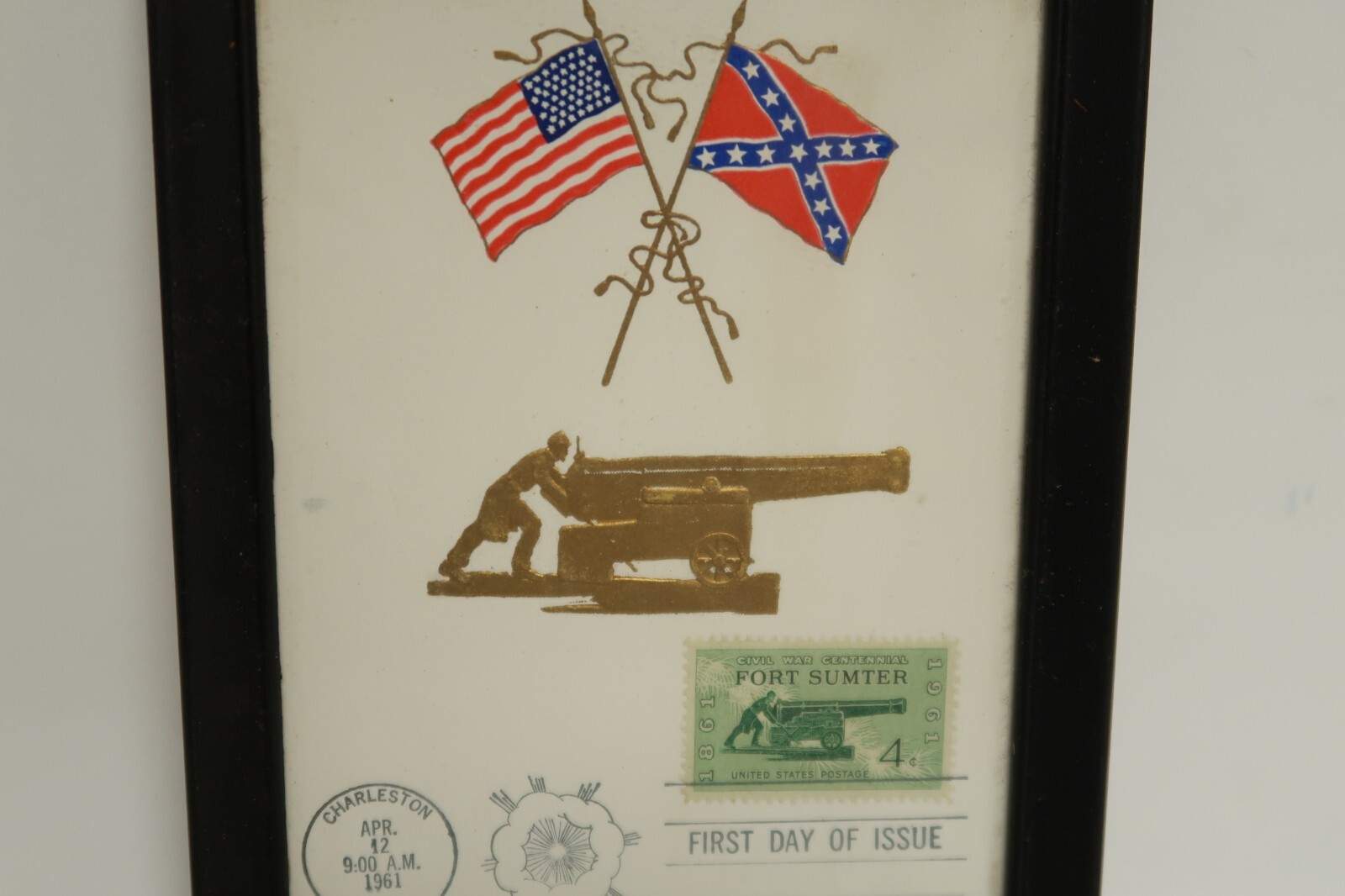 First Day of Issue Charleston 1961 Fort Sumter Stamp Framed 7″ x 5″