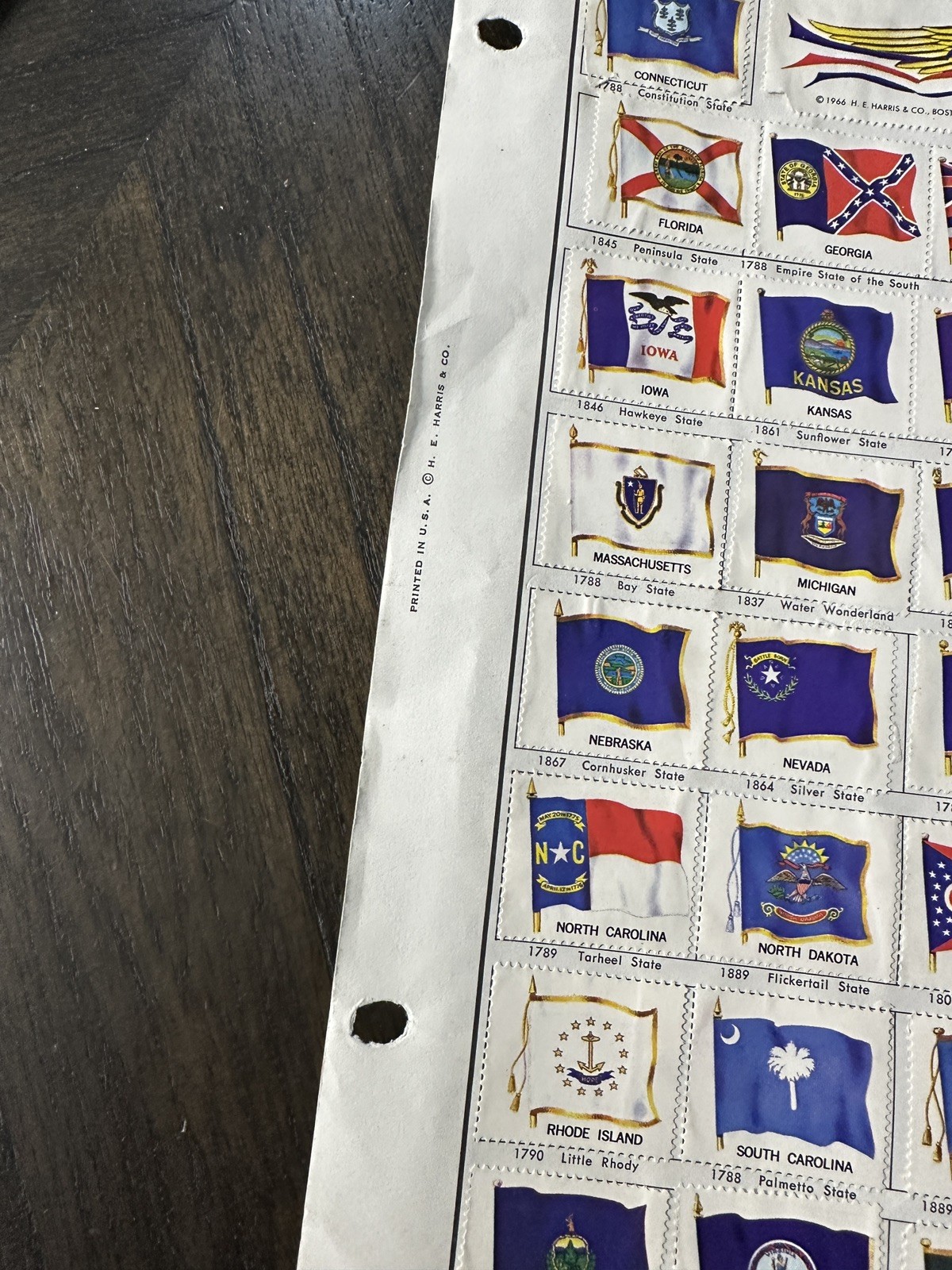 50 State Flags American Bicentennial Postage Stamps H.E. Harris & Co. USA- 1966