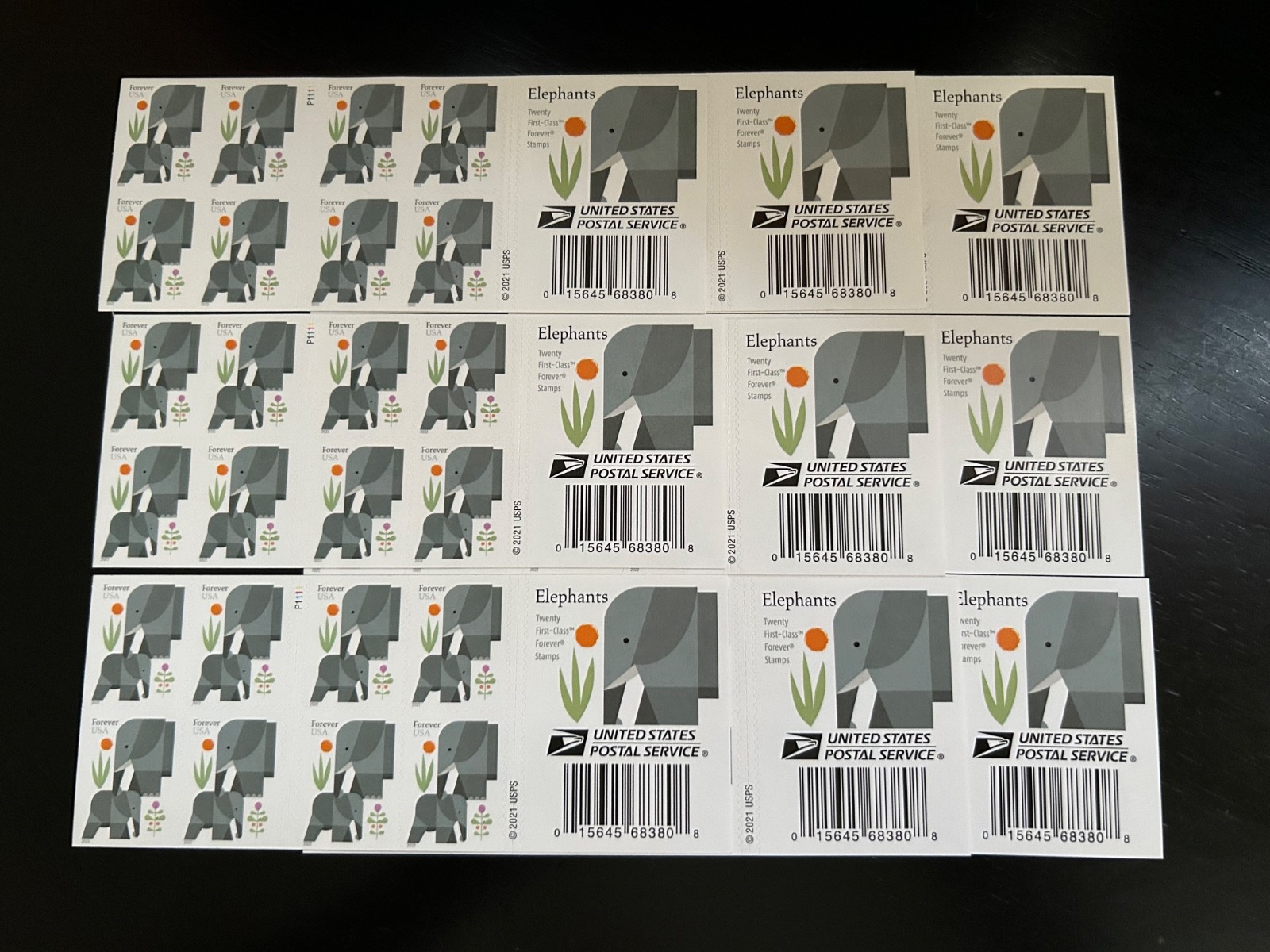 World Elephant Day Forever Stamps – 9 books of 20 stamps