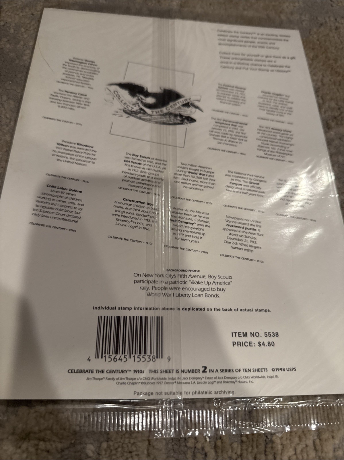 CELEBRATE THE CENTURY 1900 To 1950s . Total 6 Sheet USPS Stamps All Sealed