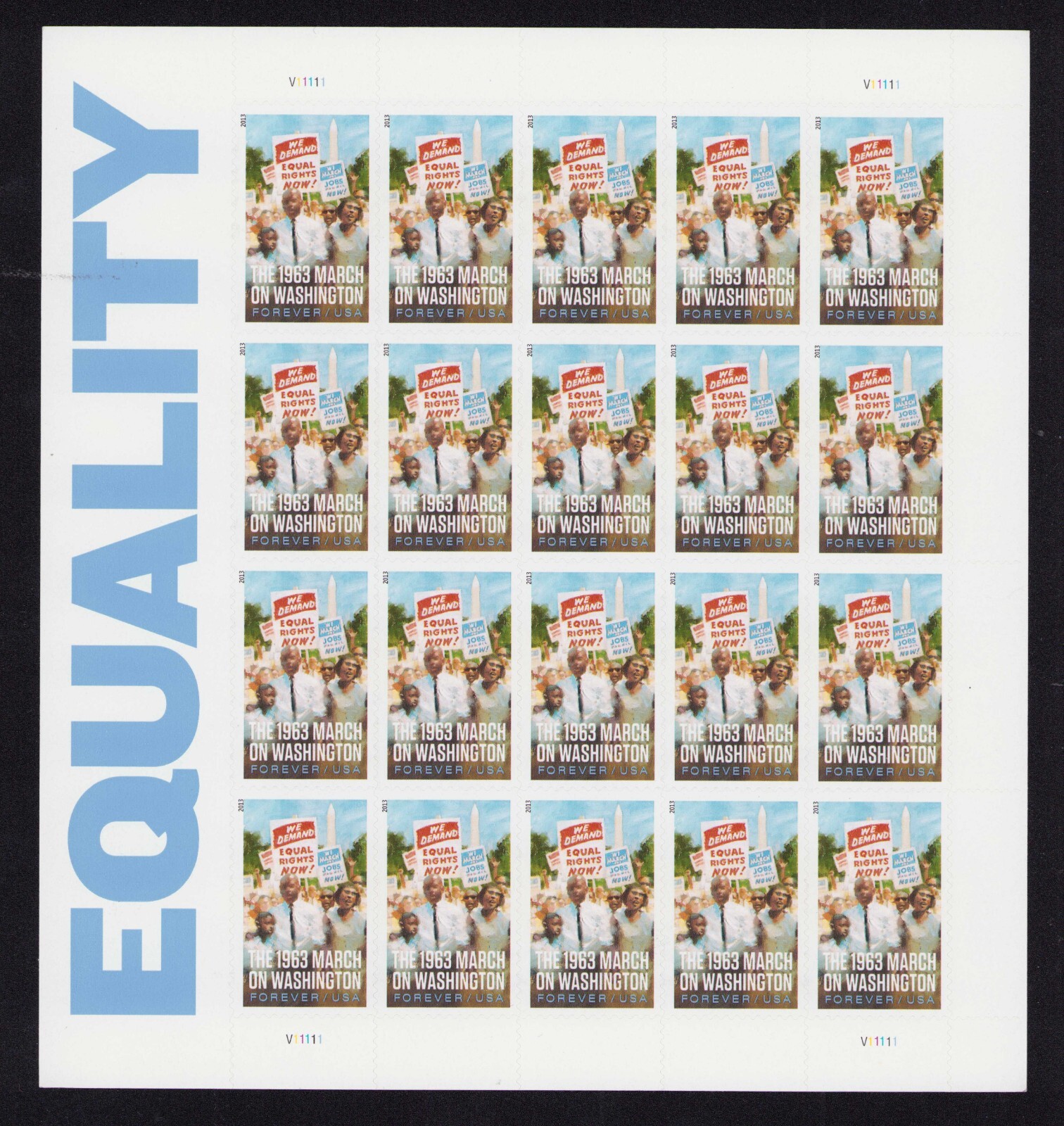 US 2013 SC 4804 Forever Equality, 1963 March on Washington – Sheet of 20 MNH