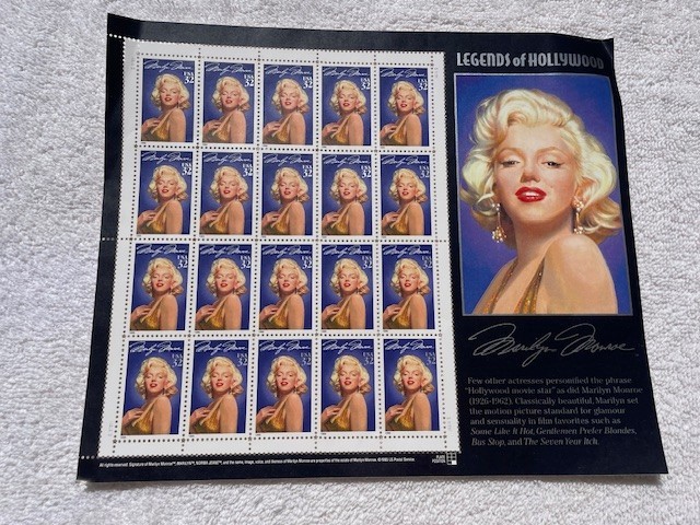Marilyn Monroe Postage Stamp good condition Full Sheet 32cent
