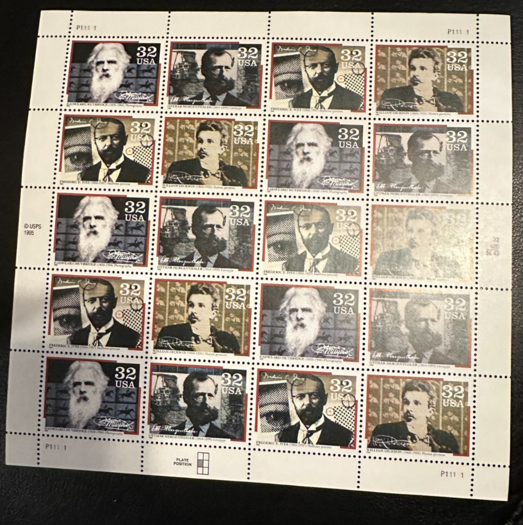 US SCOTT 3061 – 64 PANE OF 20 PIONEERS OF COMMUNICATION STAMPS 32 CENT FACE MNH